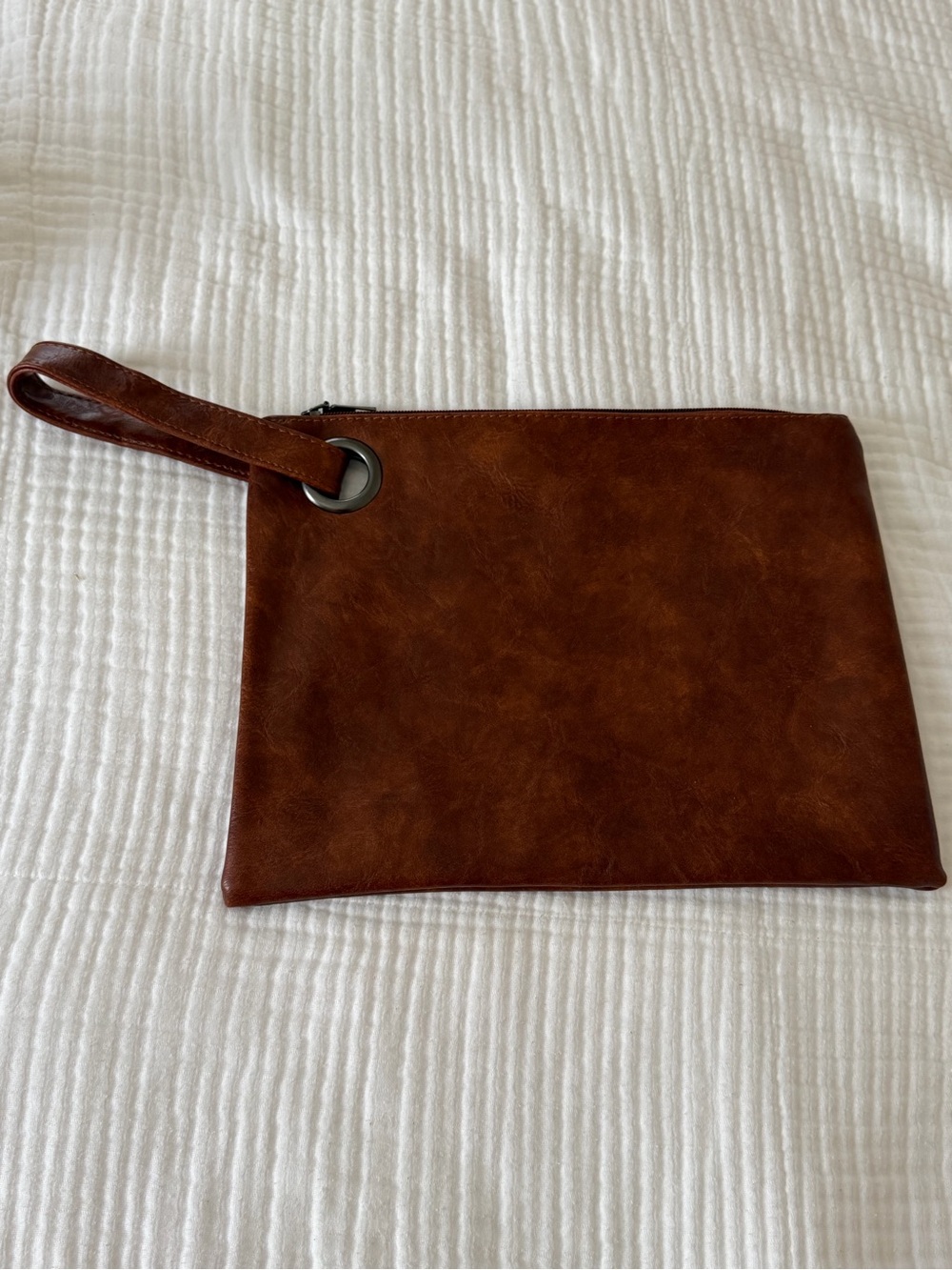 New Brown Faux Leather Wristlet Clutch